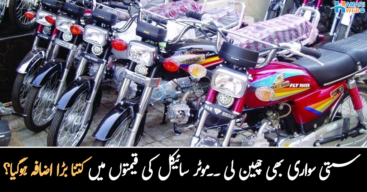 غریب عوام کی سستی سواری بھی مہنگی کردی ۔۔ موٹرسائیکل کی قیمتوں میں کتنا بڑا اضافہ کردیا گیا؟